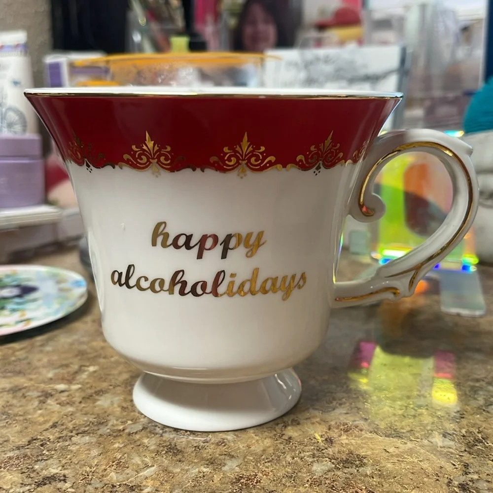 Francesca’s Happy Alcoholidays Footed Tea Cup